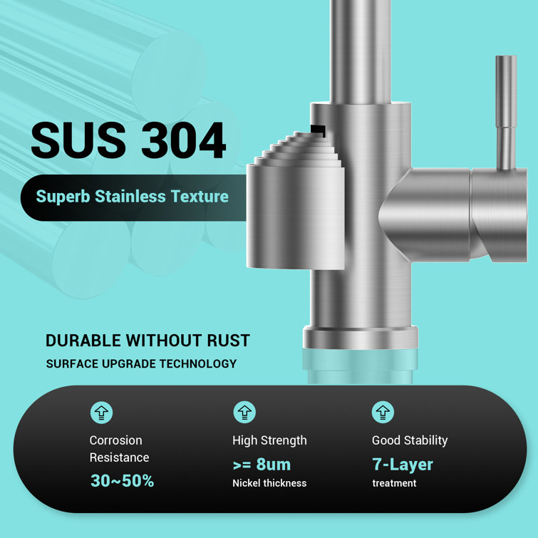 Brushed Nickel Stainless Steel Pull-Out Spray Kitchen Faucet