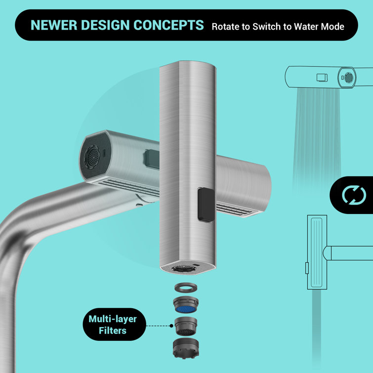 Brushed Nickel Stainless Steel Pull-Out Spray Kitchen Faucet