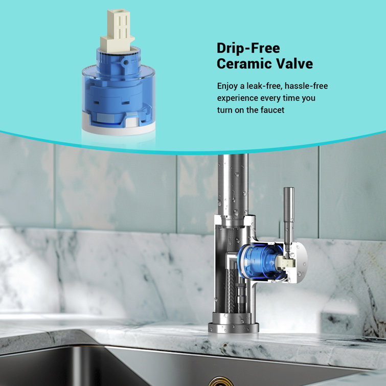 Brushed Nickel Stainless Steel Pull-Out Spray Kitchen Faucet