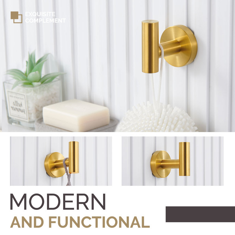 Brushed Gold 4-Piece Stainless Steel Bathroom Hardware Set