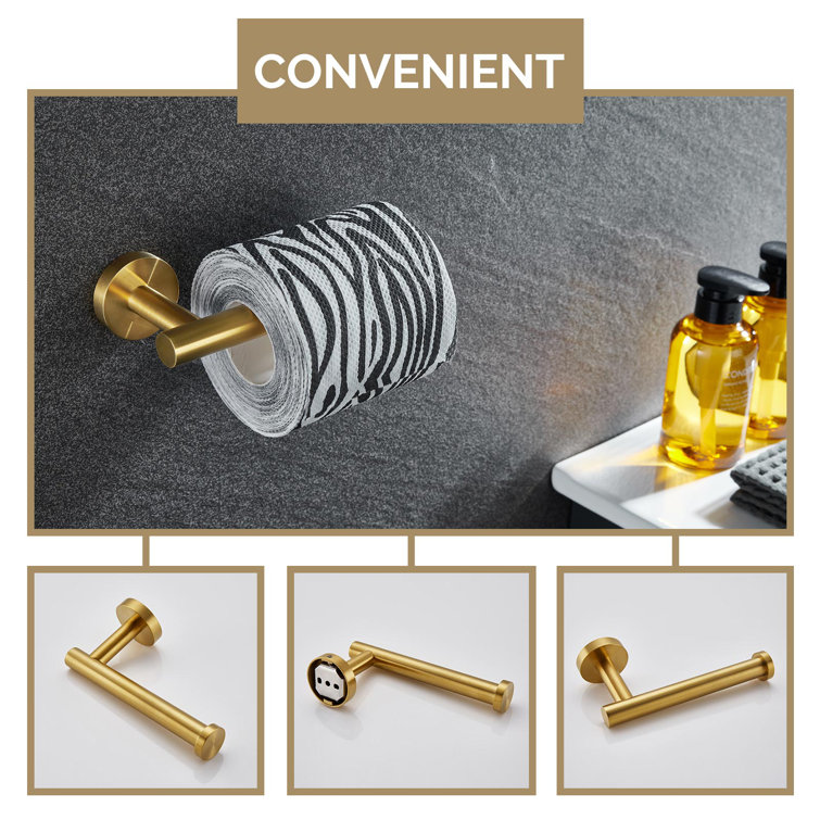 Brushed Gold 4-Piece Stainless Steel Bathroom Hardware Set