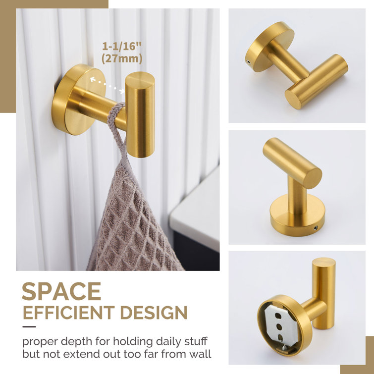 Brushed Gold 4-Piece Stainless Steel Bathroom Hardware Set