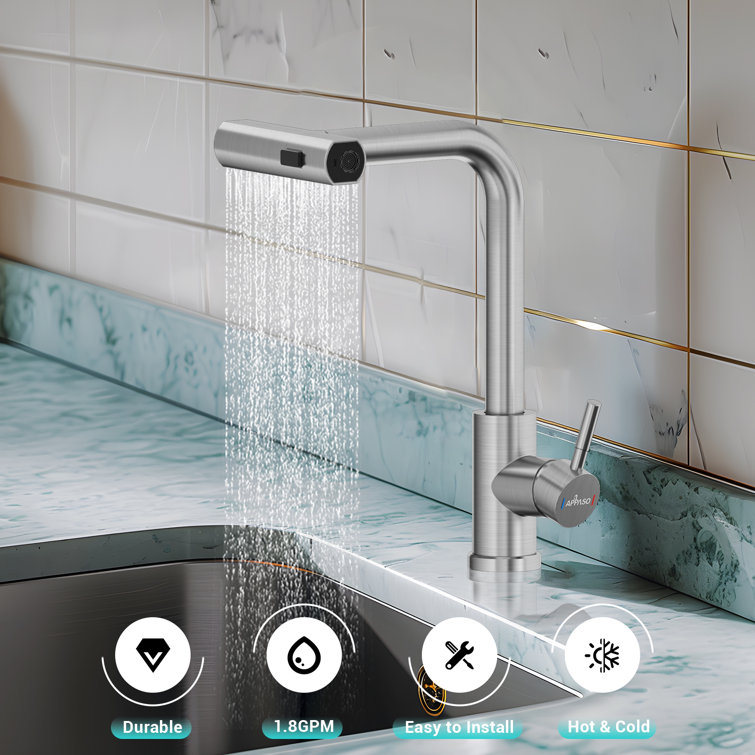 Brushed Nickel Stainless Steel Pull-Out Spray Kitchen Faucet