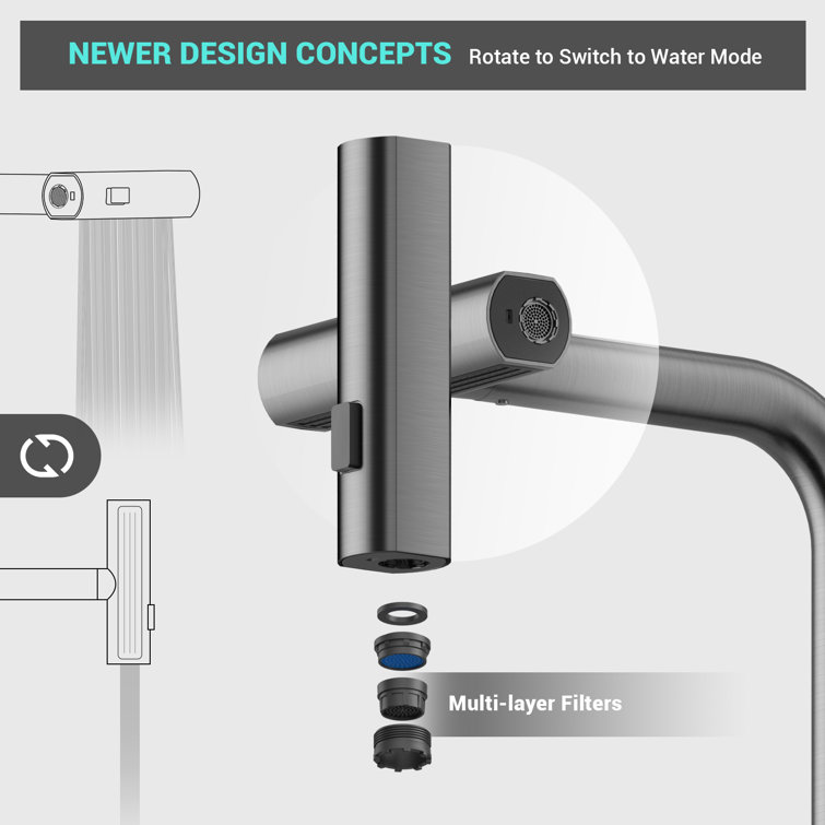 Stainless Steel Pull-Out Spray Kitchen Faucet with Deck Plate