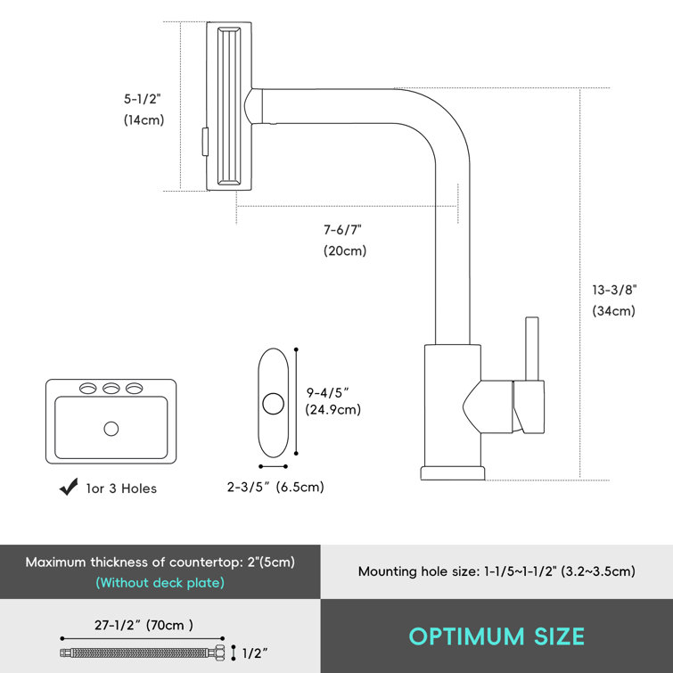 Stainless Steel Pull-Out Spray Kitchen Faucet with Deck Plate