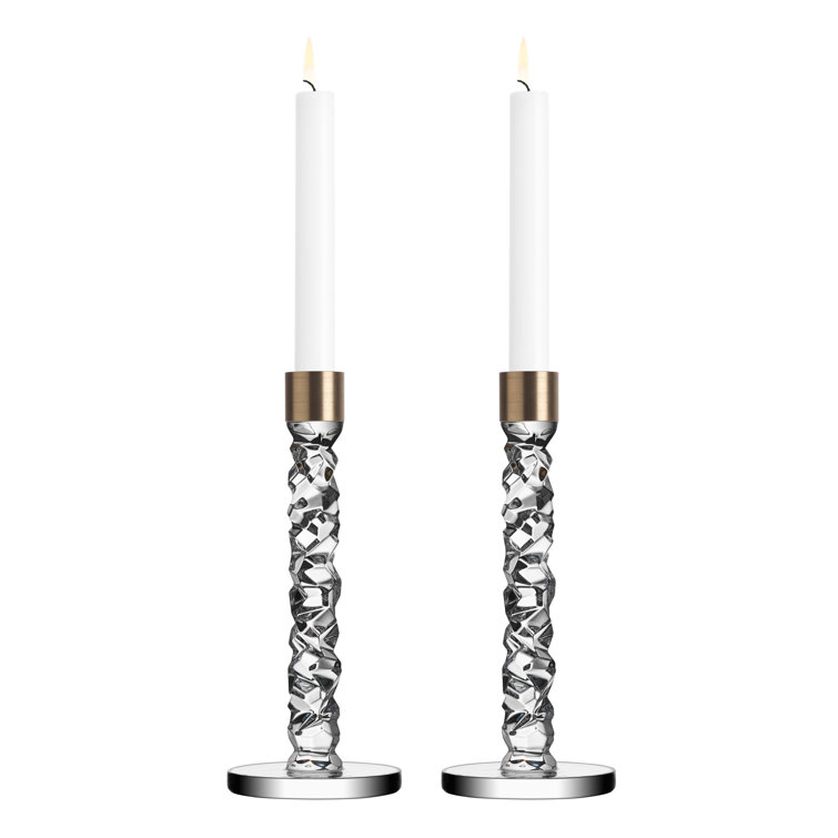 Elegant Carat 9.5'' Brass Candlestick with Asymmetrical Design