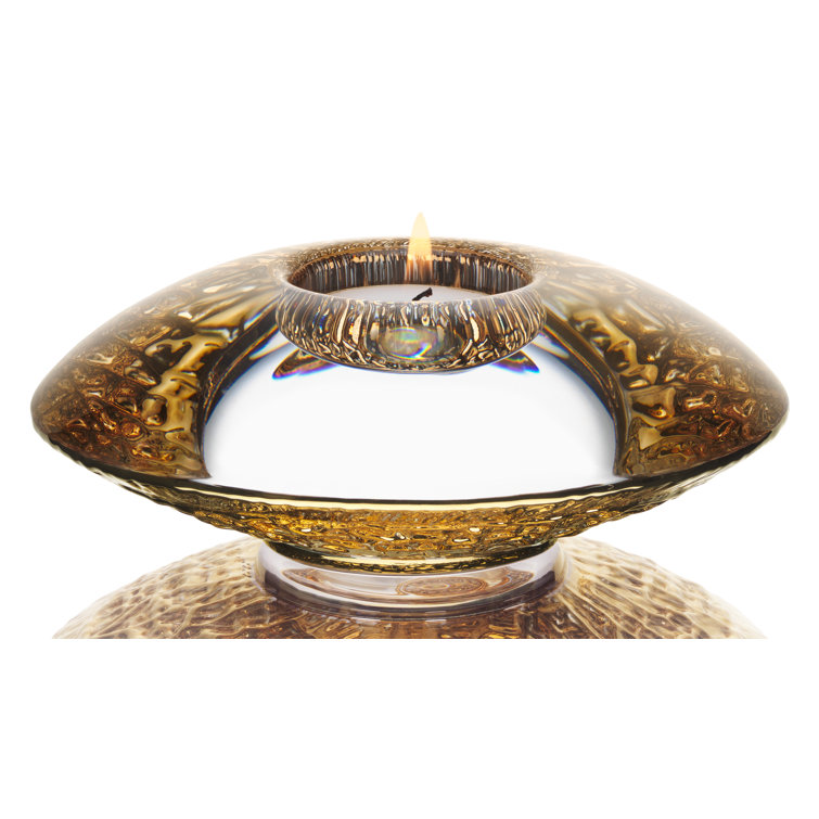 Autumn Glow 5.5" Hand-Crafted Glass Discus Votive - Gold