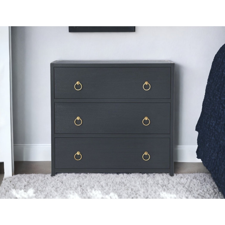 Elin Glam White 3-Drawer Dresser with Gold Metallic Hardware