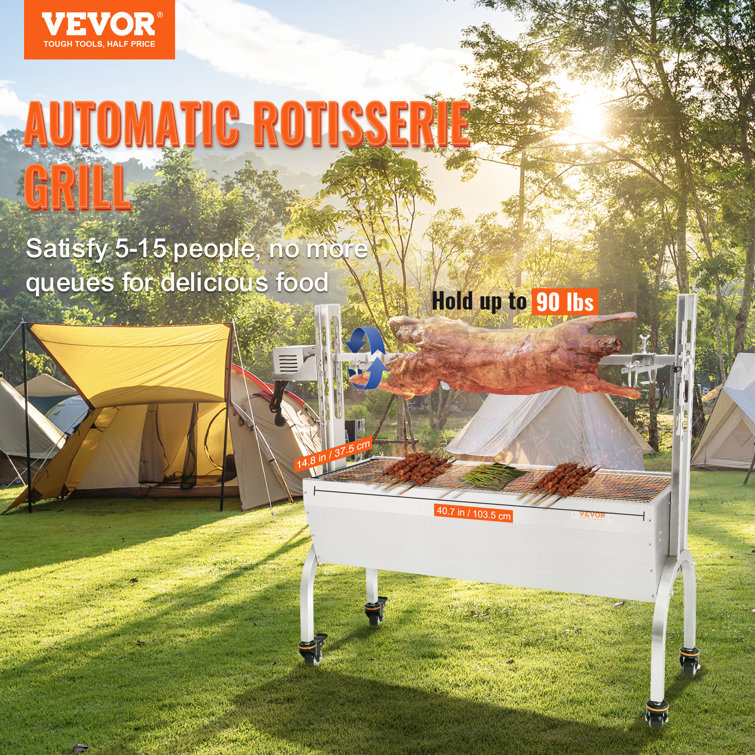 VEVOR 46" Stainless Steel Rotisserie Grill with Adjustable Height