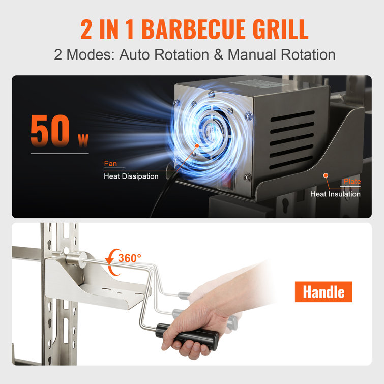 VEVOR 46" Stainless Steel Rotisserie Grill with Adjustable Height