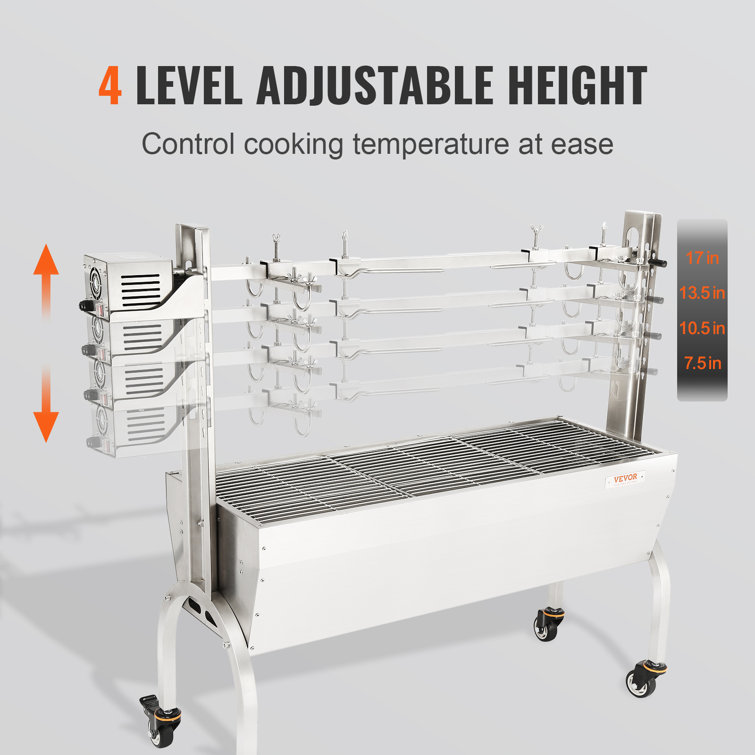 VEVOR 46" Stainless Steel Rotisserie Grill with Adjustable Height