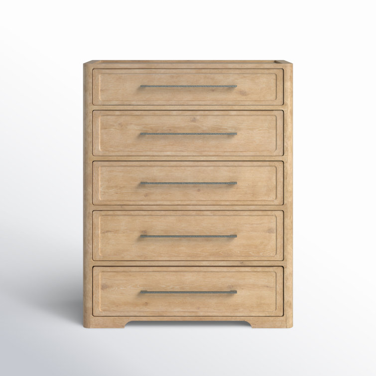 Beige Oak and Maple 5-Drawer Vertical Dresser