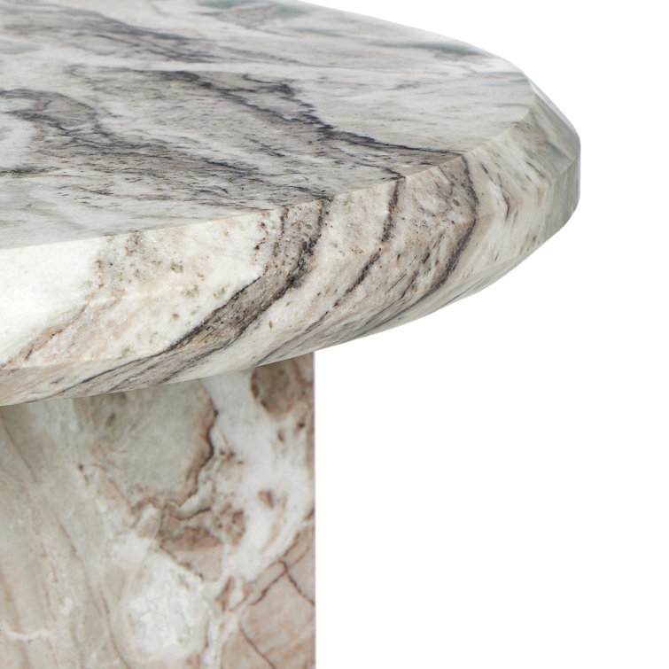 Taupe Marble Round Nesting Coffee Table Set with Storage