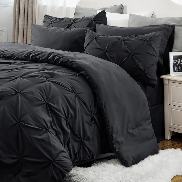 Black Microfiber Full Down Alternative Comforter Set