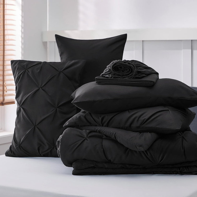 Black Microfiber Full Down Alternative Comforter Set
