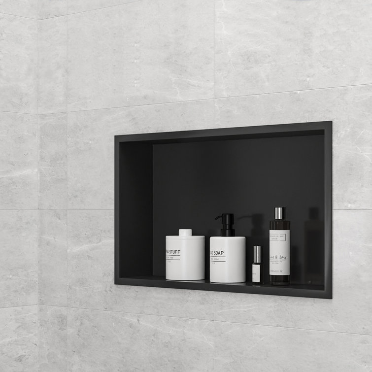Matte Black Stainless Steel Rectangular Wall Mount Shower Niche