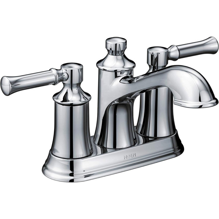 Elegant Classic Chrome 6" Centerset Metal Bathroom Faucet with Drain Assembly