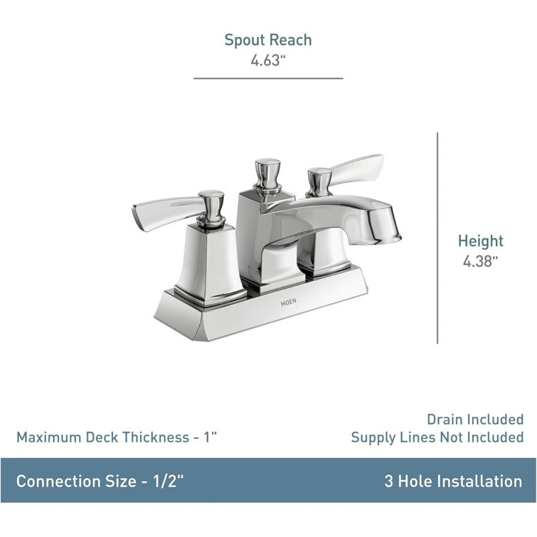Conway Chrome 4-Inch Centerset Double Handle Bathroom Faucet