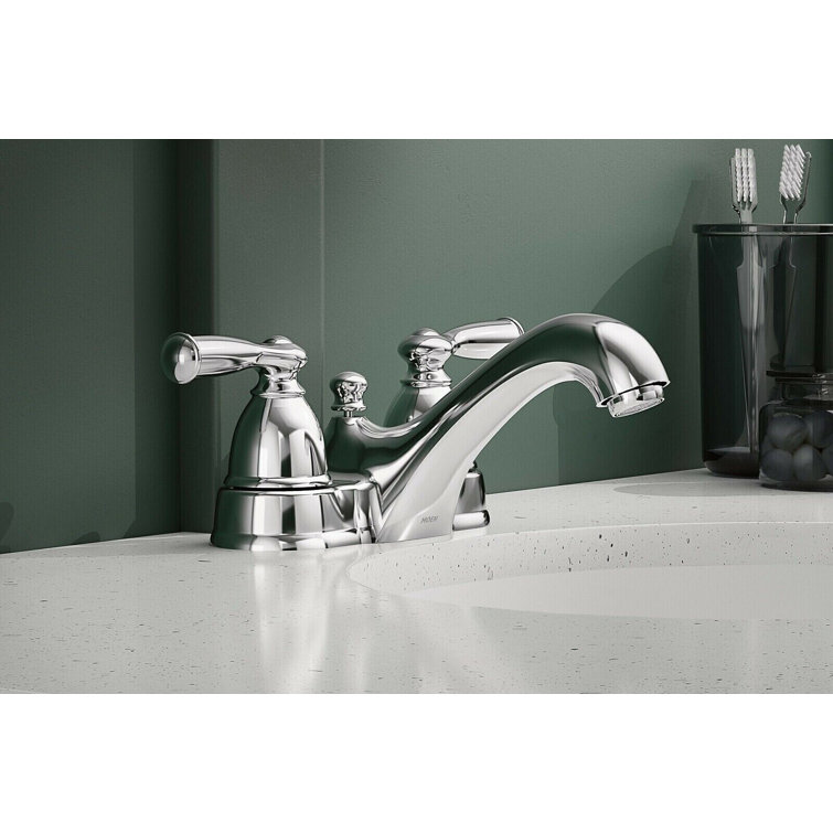 Chrome Traditional Two-Handle Low Arc Bathroom Faucet