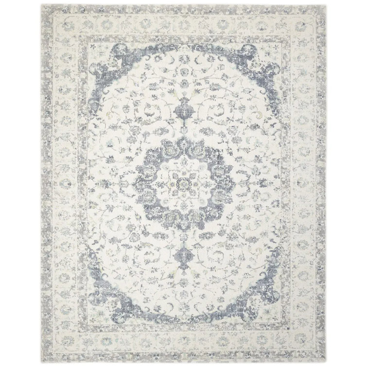 Ivory Floral Motif 8' x 10' Hand-Knotted Wool-Viscose Rug