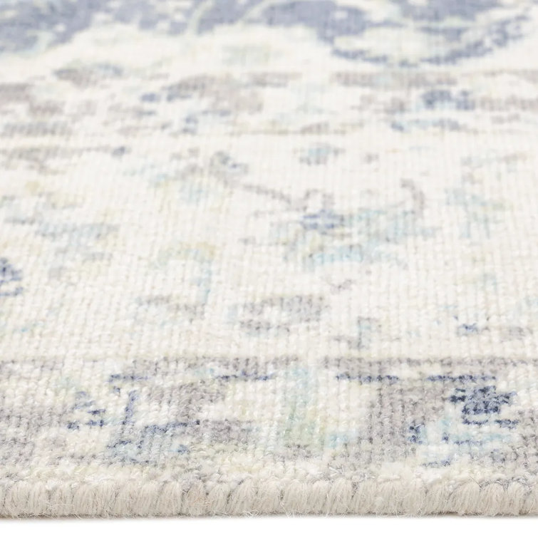Ivory Floral Motif 8' x 10' Hand-Knotted Wool-Viscose Rug