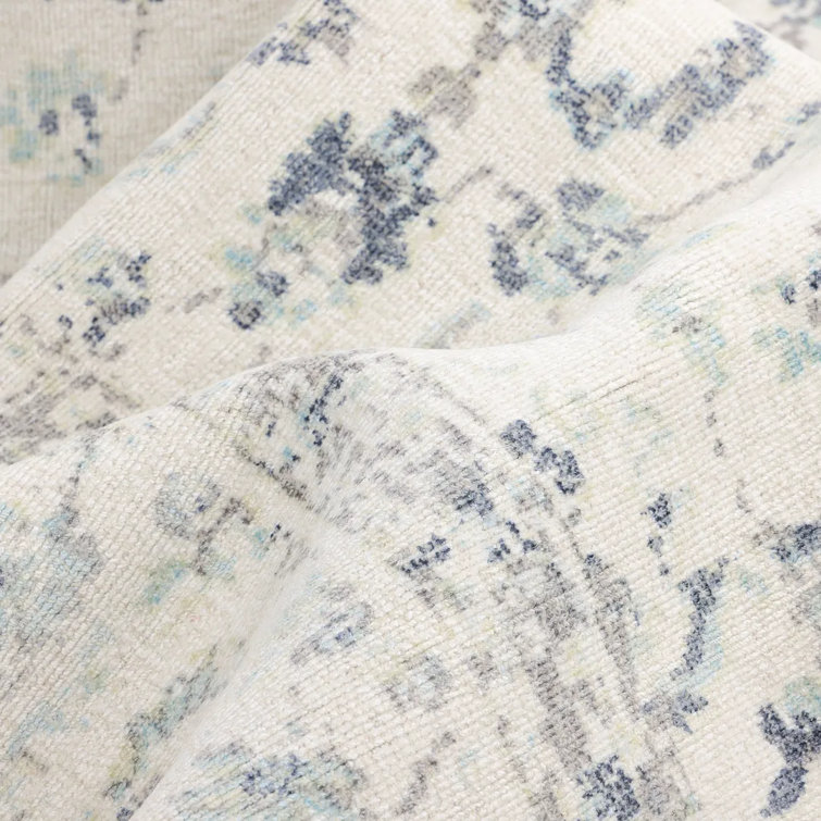 Ivory Floral Motif 8' x 10' Hand-Knotted Wool-Viscose Rug