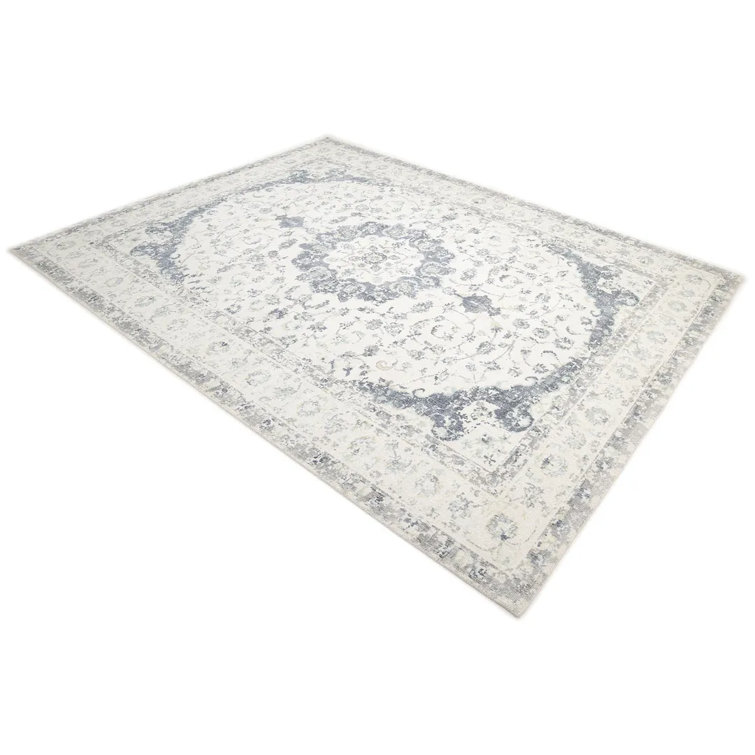 Ivory Floral Motif 8' x 10' Hand-Knotted Wool-Viscose Rug