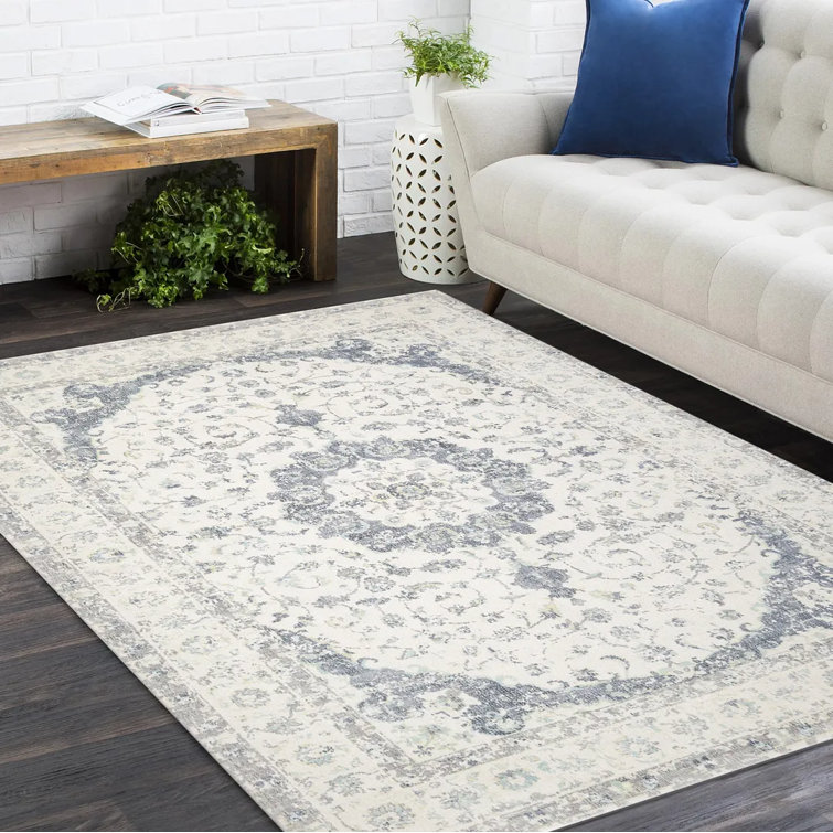 Ivory Floral Motif 8' x 10' Hand-Knotted Wool-Viscose Rug
