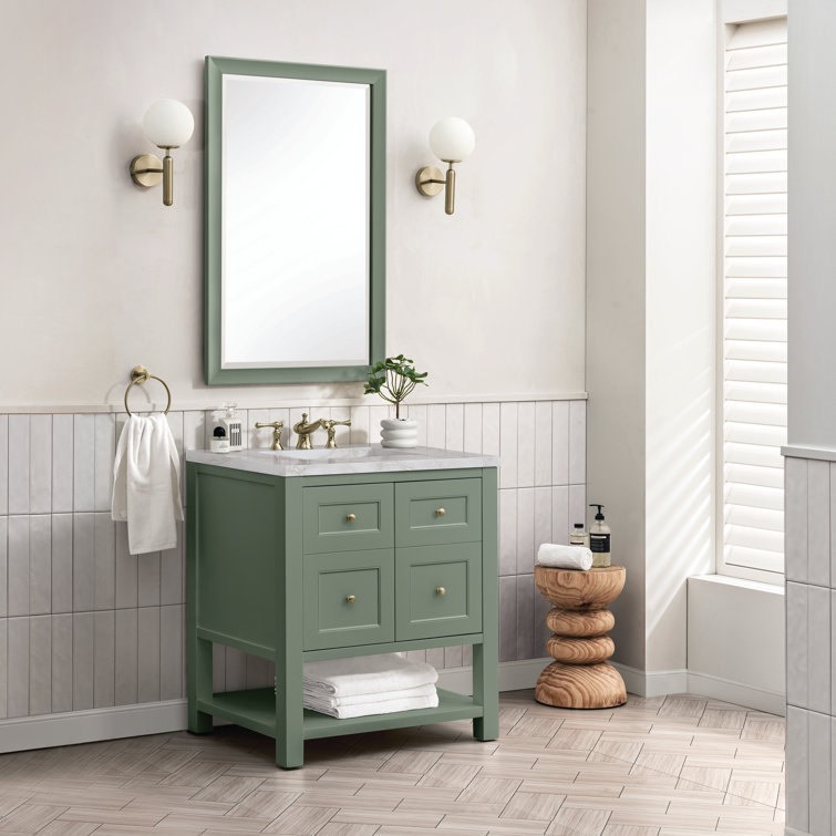 Smokey Celadon Solid Wood Single Vanity with Charcoal Soapstone Top
