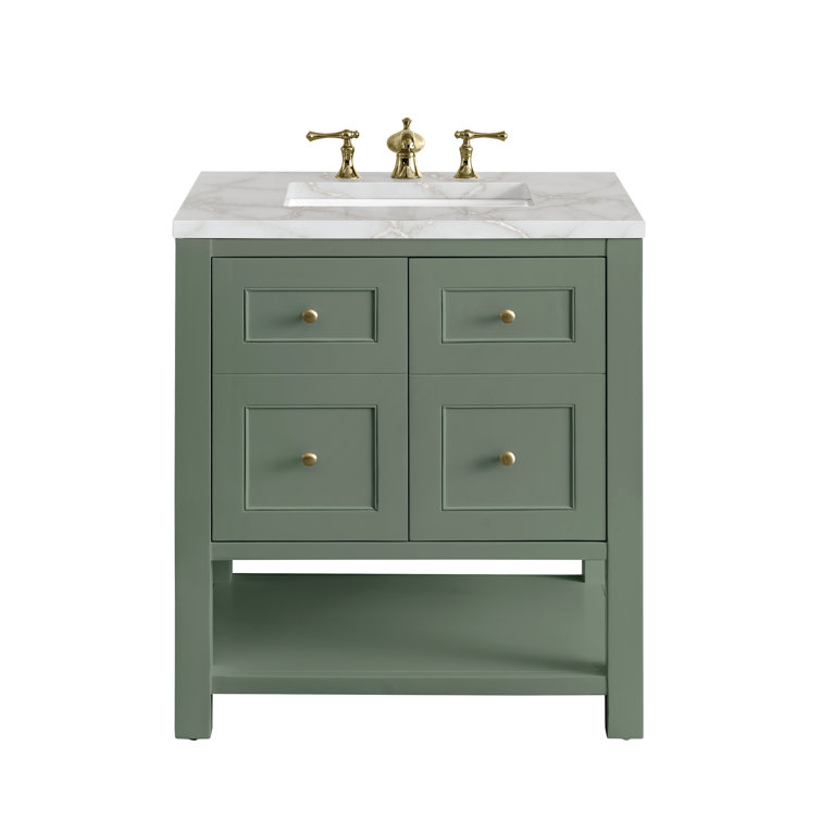 Smokey Celadon Solid Wood Single Vanity with Charcoal Soapstone Top