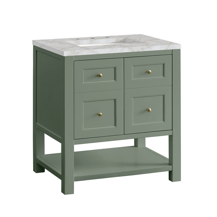 Smokey Celadon Solid Wood Single Vanity with Charcoal Soapstone Top