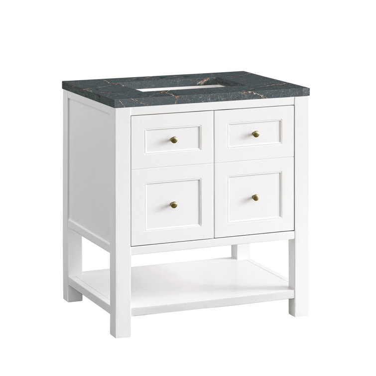 Bright White Solid Wood Transitional Single Vanity Cabinet