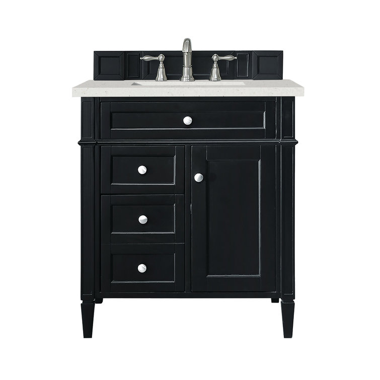 Brittany 30" Black Onyx Poplar Bathroom Vanity with Quartz Top