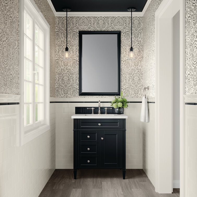 Brittany 30" Black Onyx Poplar Bathroom Vanity with Quartz Top