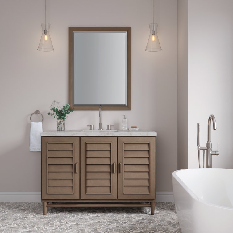 Portland 48" Whitewashed Walnut Single Vanity with Solid Wood Doors