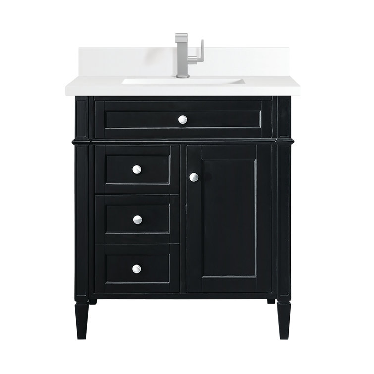 Brittany 30" Black Onyx Poplar Bathroom Vanity with Quartz Top