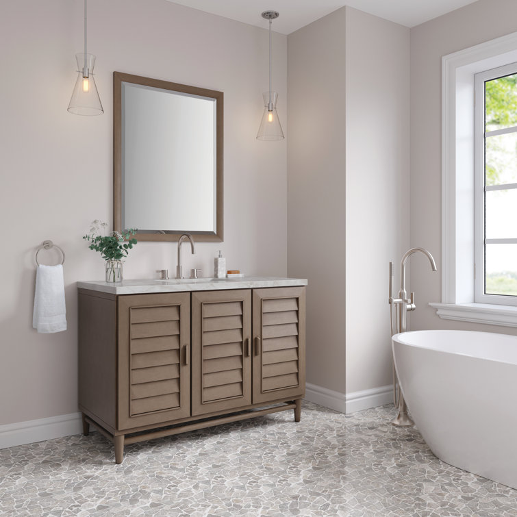 Portland 48" Whitewashed Walnut Single Vanity with Solid Wood Doors