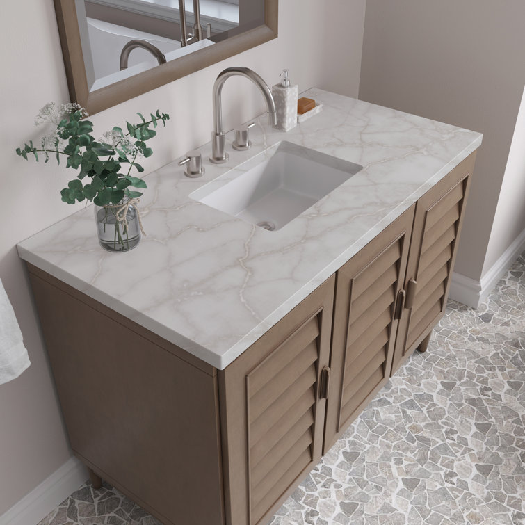 Portland 48" Whitewashed Walnut Single Vanity with Solid Wood Doors