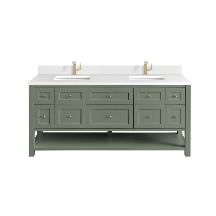 Smokey Celadon 72" Double Vanity with Solid Wood and Veneer