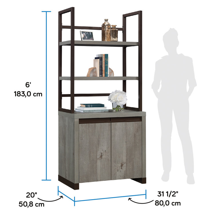 Gray Adjustable 2-Door Library Cabinet with Hutch