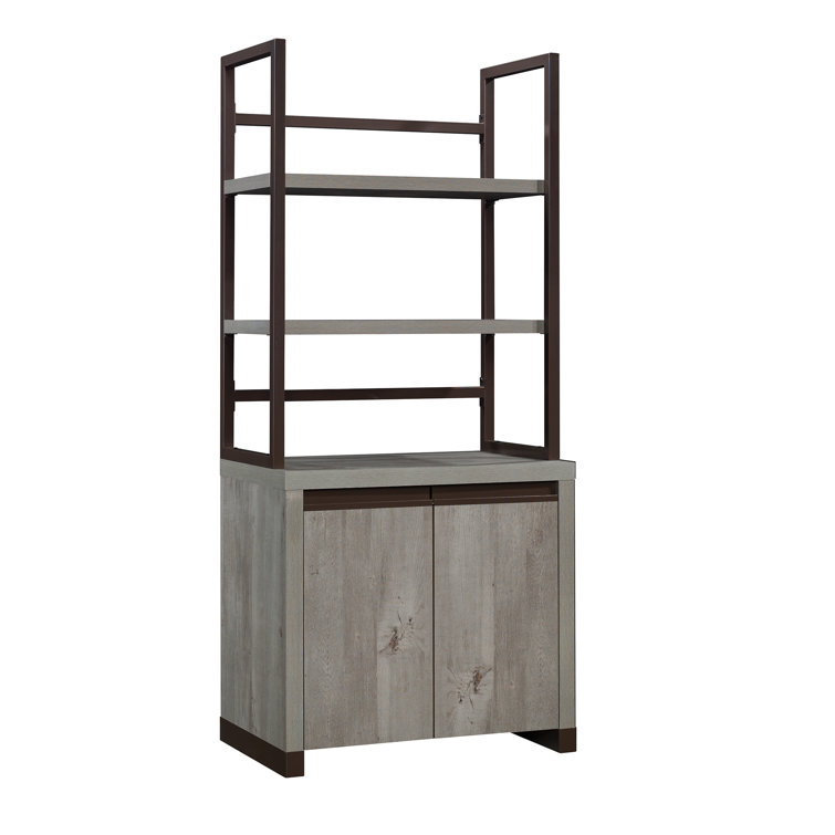 Gray Adjustable 2-Door Library Cabinet with Hutch