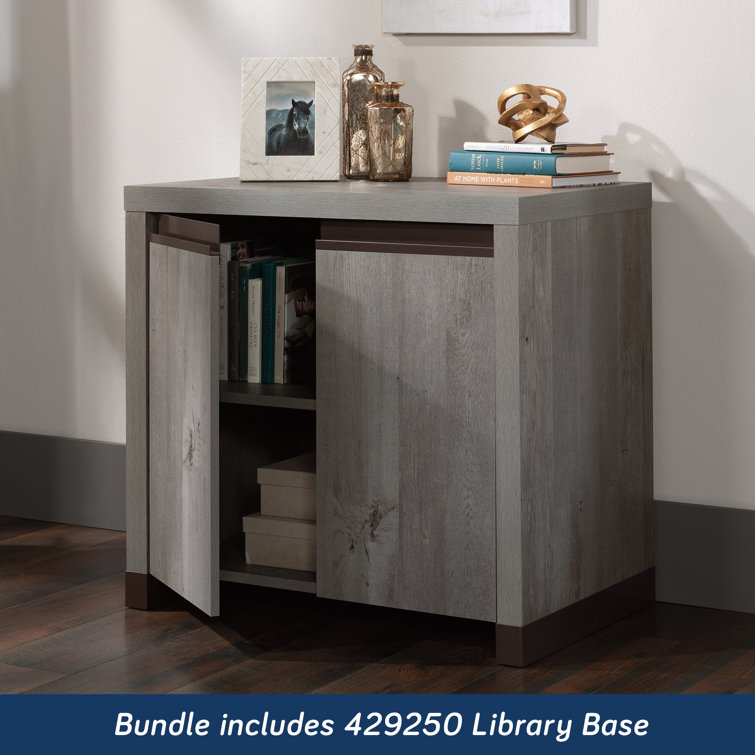 Gray Adjustable 2-Door Library Cabinet with Hutch