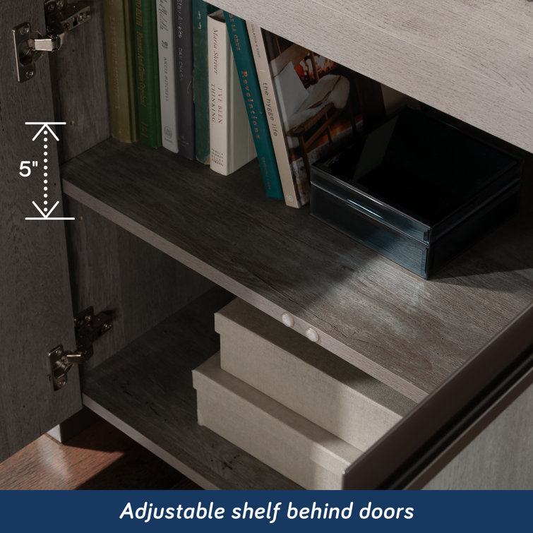 Gray Adjustable 2-Door Library Cabinet with Hutch