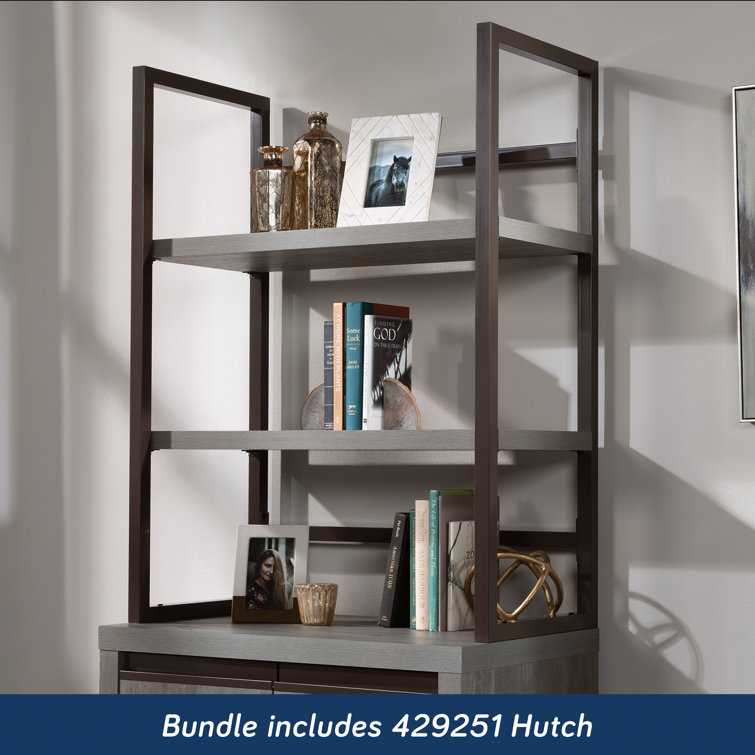 Gray Adjustable 2-Door Library Cabinet with Hutch