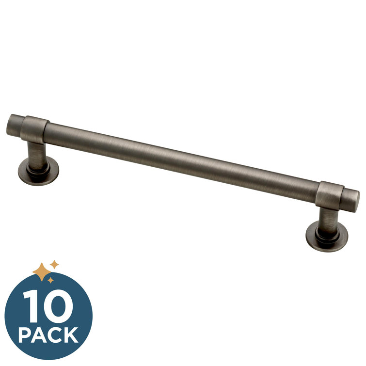 Brushed Nickel Industrial Bar Pulls with Mounting Hardware
