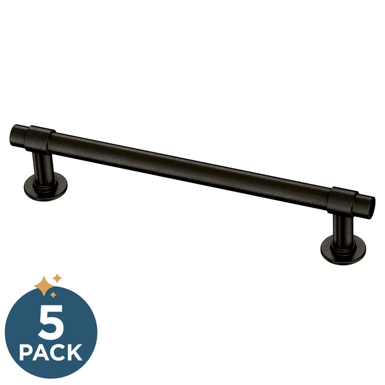 Soft Iron and Brass Bar Drawer Pulls with Installation Hardware, 5-Pack