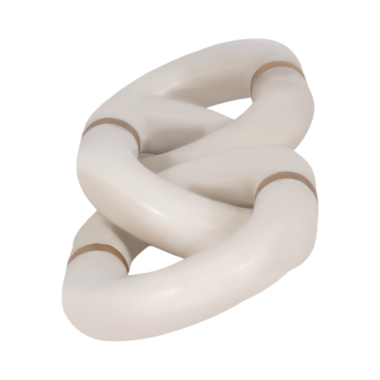 White and Gold Marble Chain Link Sculpture Decor