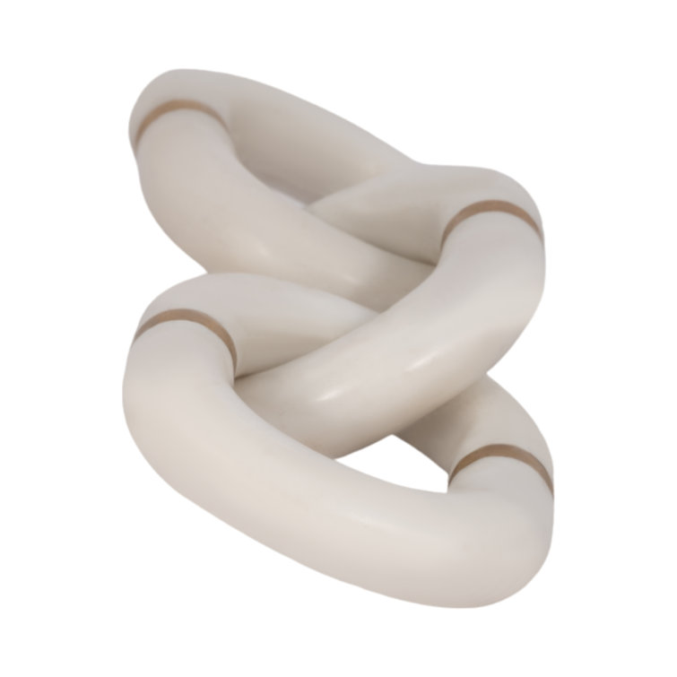White and Gold Marble Chain Link Sculpture Decor