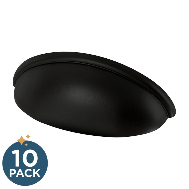 Matte Black Brass Cup Drawer Pulls with Installation Hardware