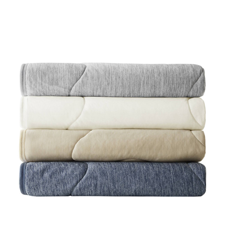 Gray Cooling Touch Reversible Knitted Throw Blanket